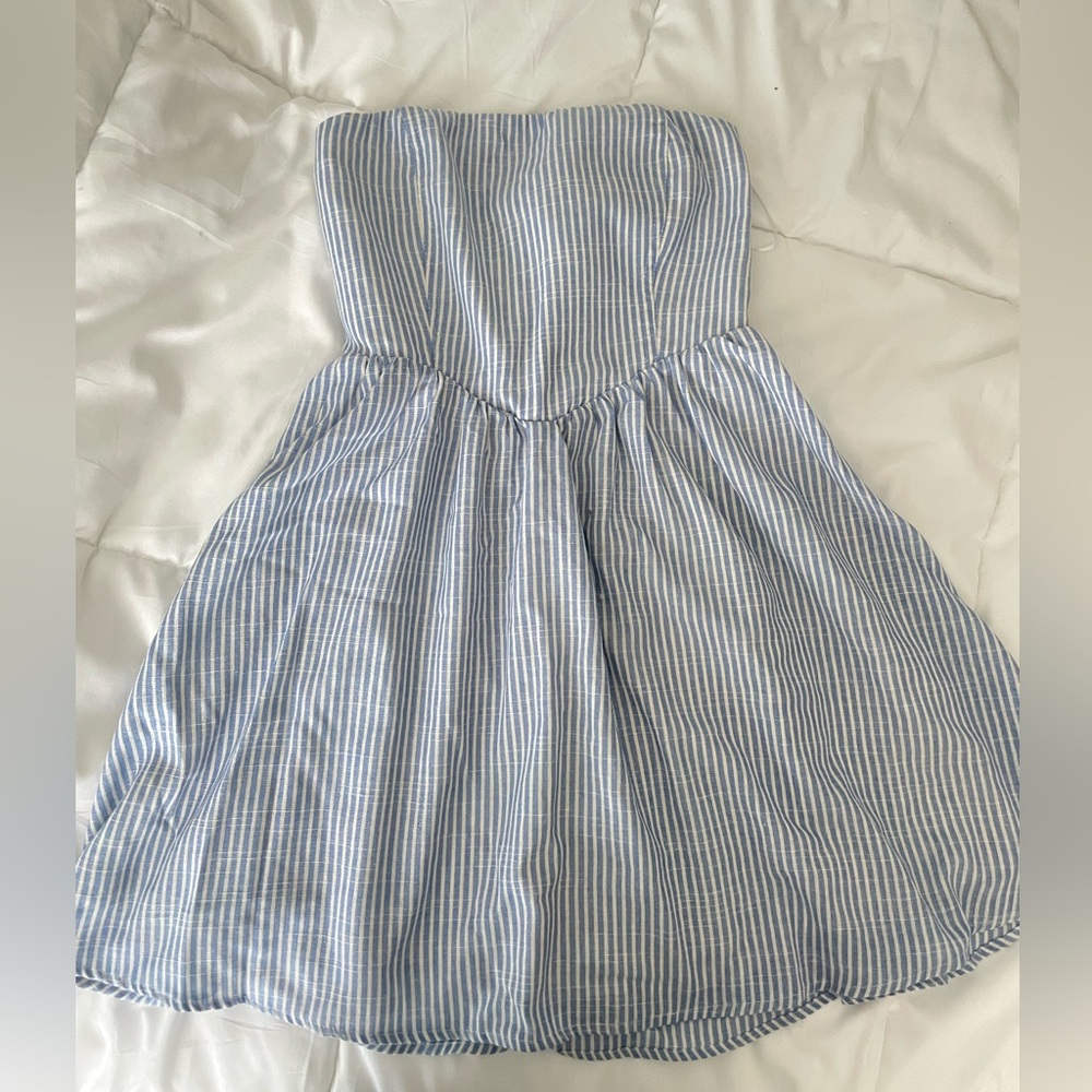 Altar'd State Blue and White Striped Strapless Girls Dress